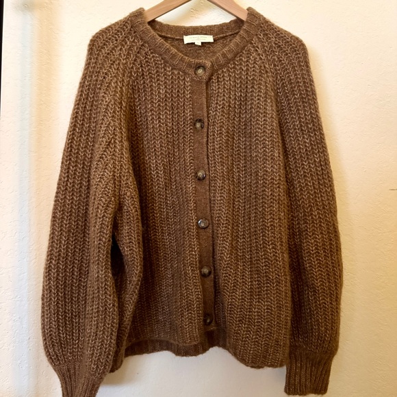 Sezane Emile Cardigan Alpaca Blend Brown Chunky Knit NWOT - Picture 3 of 7